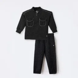 BLUE GIRAFFE Kids Black Knitted Mid Rise Sweatpant-picture-43