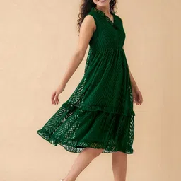 all about you Ruffled Crepe Fit & Flare Dress image 3