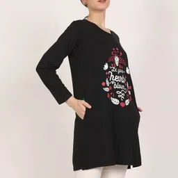 DDASPRATION Women Typography 2 Printed Pockets T-shirt image 4