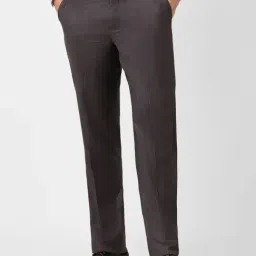Van Heusen Brown Regular Fit Texture Trousers-image-37