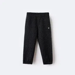 BLUE GIRAFFE Kids Black Knitted Mid Rise Sweatpant image 3