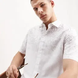 Rare Rabbit White Floral Regular Fit Shirt image 4