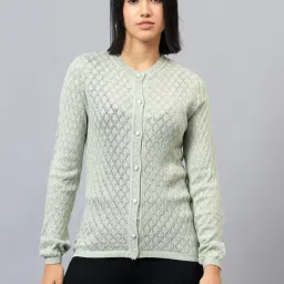 Cantabil Green Jacquard Full Sleeves Sweaters-image-70