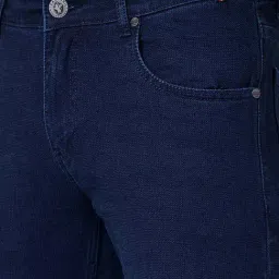 Cantabil Dark Blue Regular Fit Textured Jeans image 4