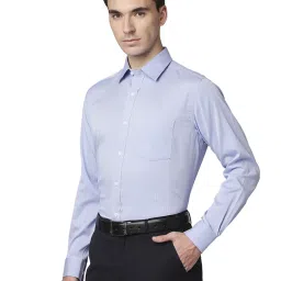 Park Avenue Blue Cotton Regular Fit Striped Shirts image 3