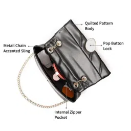 Fastrack CL7 Black Quilted Medium Sling Handbag image 3