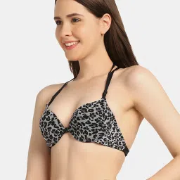 Da Intimo Grey & Black Printed Medium Coverage Bralette image 3