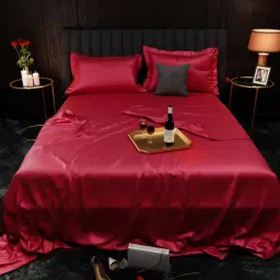 Stoa Paris Date Night Red Polyester 300 TC King Bedsheet with 2 Pillow Covers-picture-34