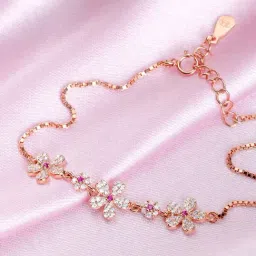 Zavya Floral Elegance Rose Gold-Plated 925 Sterling Silver Women's Bracelet-image-77