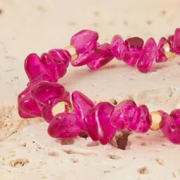 Accessorize London Women's Purple Raw Stone Stretch Bracelet image 3