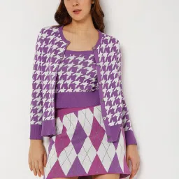 Vero Moda Purple & White Printed Jacket image 1