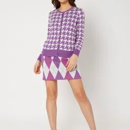 Vero Moda Purple & White Printed Jacket image 4