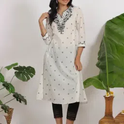 W White Embroidered Kurtas-image-66