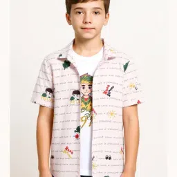 Cavio Boys Pink Cotton Printed Comfort Fit Shirt with T-Shirt-picture-20