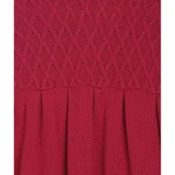 MINIKLUB Kids Dark Pink Self Design Full Sleeves Sweater image 3