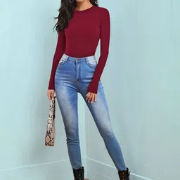 Maheshvi Women Round Neck Long Sleeves Fitted Top image 3