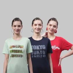 Vimal Jonney Green & Navy Cotton Printed Sports T-Shirt - Pack Of 3-picture-47
