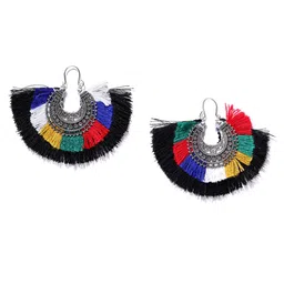 Jewels Galaxy Multicoloured Luxuria Oxidised Silver-Plated Tasselled Chandbalis-picture-18