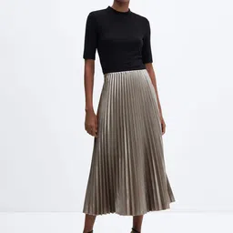 MANGO Sheen Accordion Pleated Midi skirt image 4