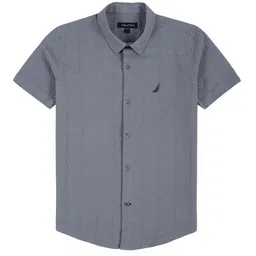 Nautica Boys Premium Fit Textured Spread Collar Pure Cotton Casual Shirt-image-60
