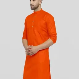 ANUJ FASHION Men Cotton Solid Straight Kurta-image-5