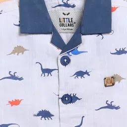 LITTLE COLLARS Boys Printed Short Sleeves Pure Cotton Shirt with Shorts image 3