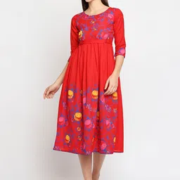 MORDEN MUSE Women Paisley Printed Summer Sheers Maternity Anarkali Kurta-image-34