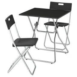 ikea gunde / gunde Table and 2 folding chairs, folding black/black, 67x67 cm image 1