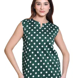 Ogarti Women Polka Dot Printed Round Neck Top-image-26