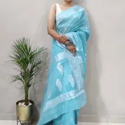 CaniBani Woven Design Zari Silk Blend Banarasi Saree image 4