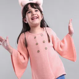 Babyoye Cotton Full Sleeves Front Open Solid Shrug - Pink-picture-16