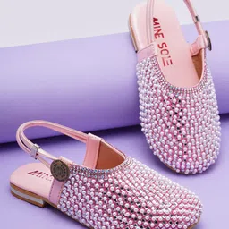 Mine Sole Pearl Detailed Half Cut Sandals - Pink-picture-27