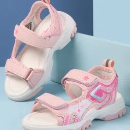 Cute Walk by Babyhug Velcro Closure Sandals with Text Print - Pink-picture-16