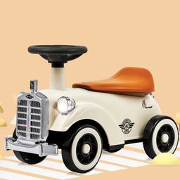 R for Rabbit Speedster Royal Ride on Car with LED Light & Horn - Cream & Brown-picture-8