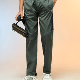 Technosport Knit Colour Blocked Breathable & Moisture Wicking Sports Track Pants - Green-picture-24