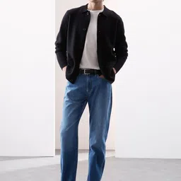 Marks & Spencer Men Slim Fit Mildly Distressed Light Fade Jeans image 3