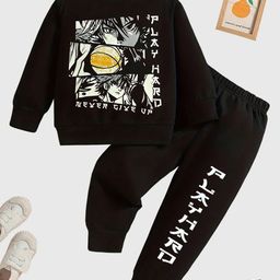 KUCHIPOO Boys Graphic Printed Round Neck Casual T-shirt With Joggers-picture-15