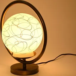 SOMIL Pack of 4 White Printed Glass Cylindrical Shaped Table Lamp image 4