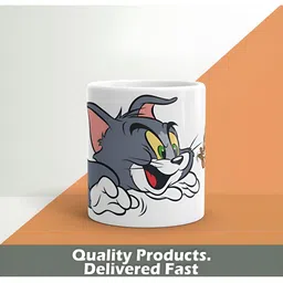 Mr UVD White & Grey Cartoon Characters Printed Matte Ceramic Mug 350 ml-picture-35
