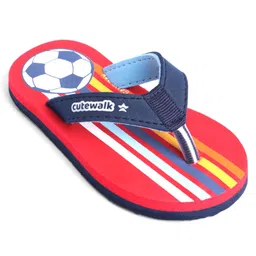 Cute Walk by Babyhug Slip On Style Flip Flops Football Print - Red image 3