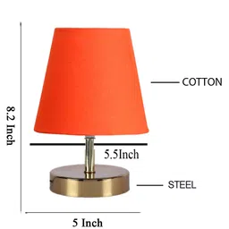 Devansh Orange cotton Round Metal Gold Table Lamp image 3