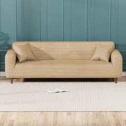 Myntra Elegant Homes Cream-Coloured Jacquard 1 Piece Sofa Cover With Arms-image-36