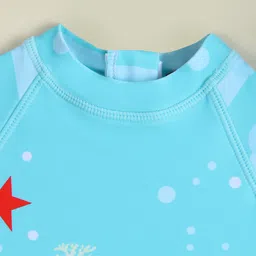 Babyhug Half Raglan Sleeves Legged Swimsuit & Cap - Light Blue image 4