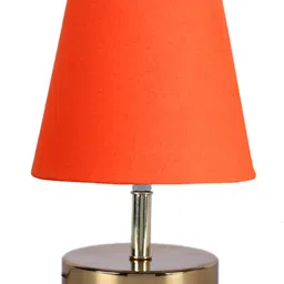 Devansh Orange cotton Round Metal Gold Table Lamp image 5