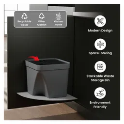 JD FRESH 1 Pc Square Dustbin with Lid for Home and Office use - Grey image 5