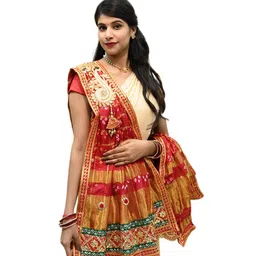 Ranisatiya creation Ethnic Motifs Embroidered Art Silk Bandhani Dupatta-picture-34
