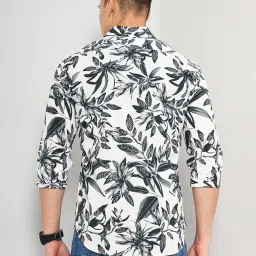 celio celio* White Slim Fit Printed Cotton Shirt image 2