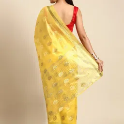 Mohey Yellow Chanderi Woven Saree With Blouse image 2