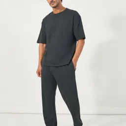 Styli Grey Cotton Blend Relaxed Fit Print Co-Ord Sets image 1