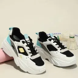 Shoetopia Women's Black Casual Sneakers image 1